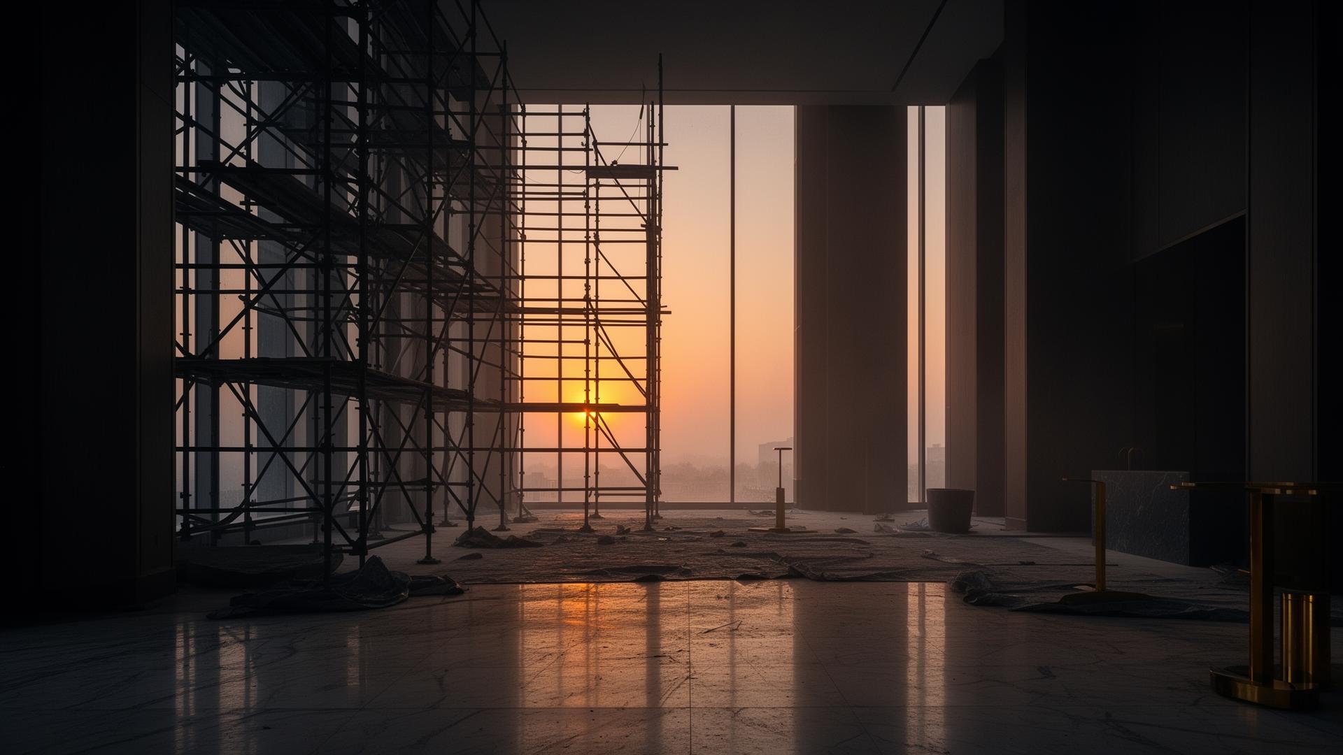 Atmospheric architectural interior at dusk suggesting new luxury developments